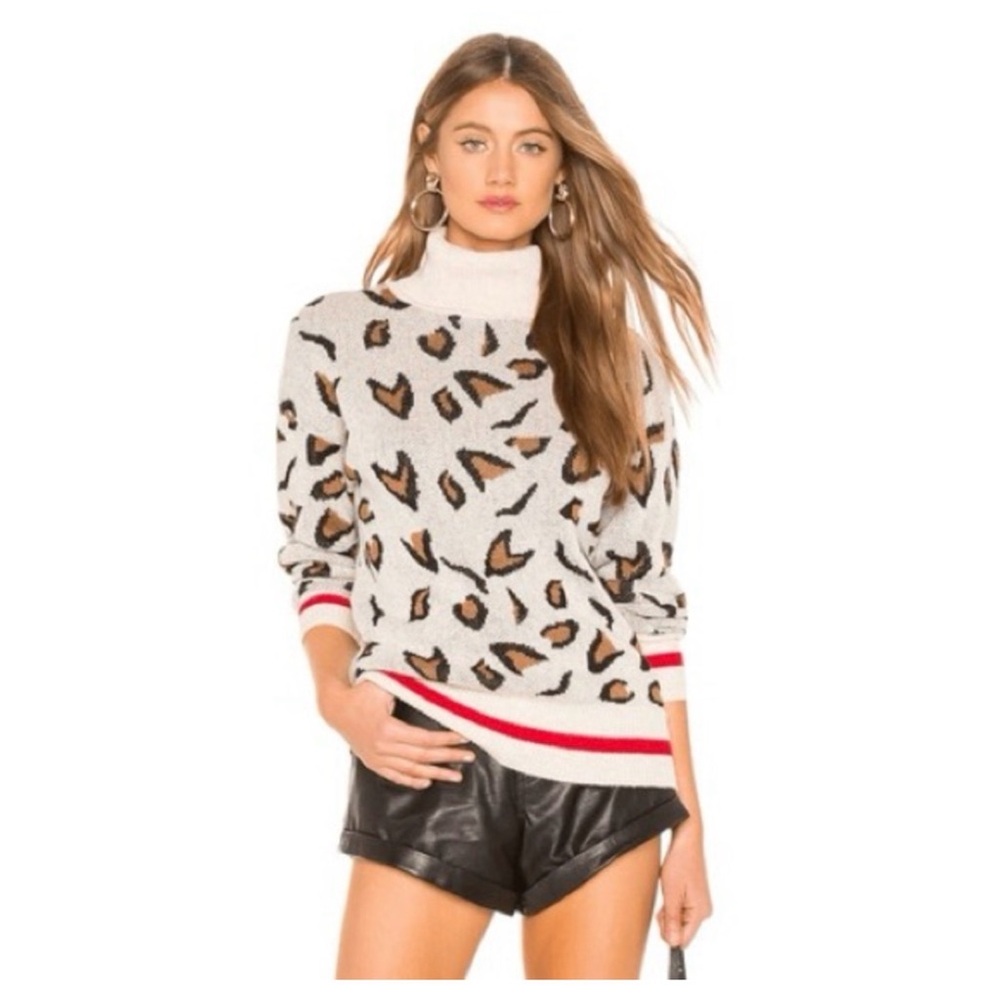 Tularosa × REVOLVE Jungle Leopard Print Turtleneck Sweater Wool Angora XS